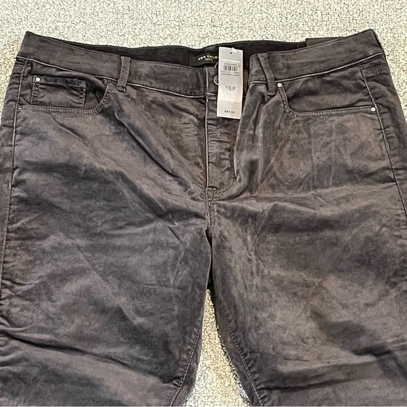 Ann Taylor Pants Womens 16 Petite Black Velour Velvet The Skinny NWT - Picture 2 of 10